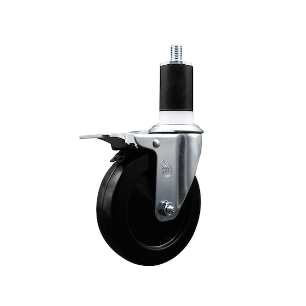 5'' SS Hard Rubber Swivel 1-1/2'' Expand Stem Caster Total Lock Brake